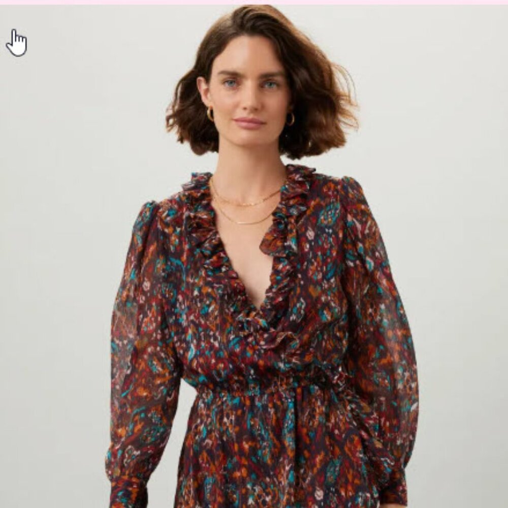 MISA “Charlotte” Multicolored Long Sleeve Maxi Dress - Size Large
